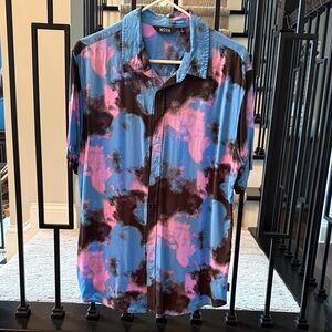 Men's Nova Industries Blue Black and Pink Tie-Dye Shirt